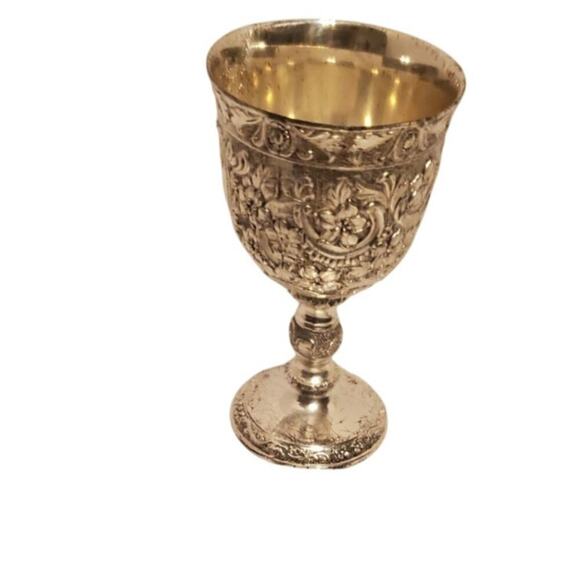 Raimond Silverplated Repousse High Relief Ornate Goblet Box Set of 6 Japan - Picture 7 of 12